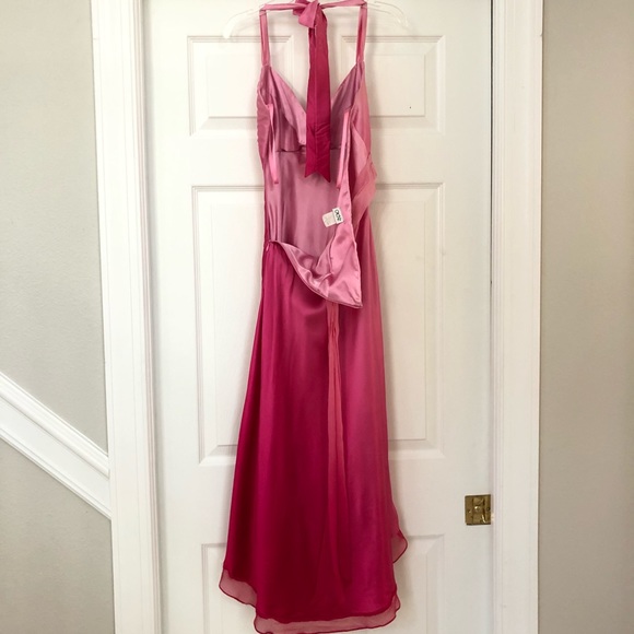 Cache Pink Ombré Silk Halter High Low Gown Dress - Picture 12 of 16